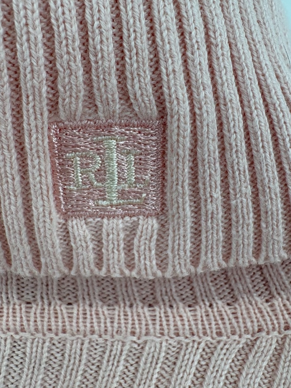 Lauren Ralph Lauren light pink turtleneck ribbed sweater - Picture 2 of 3